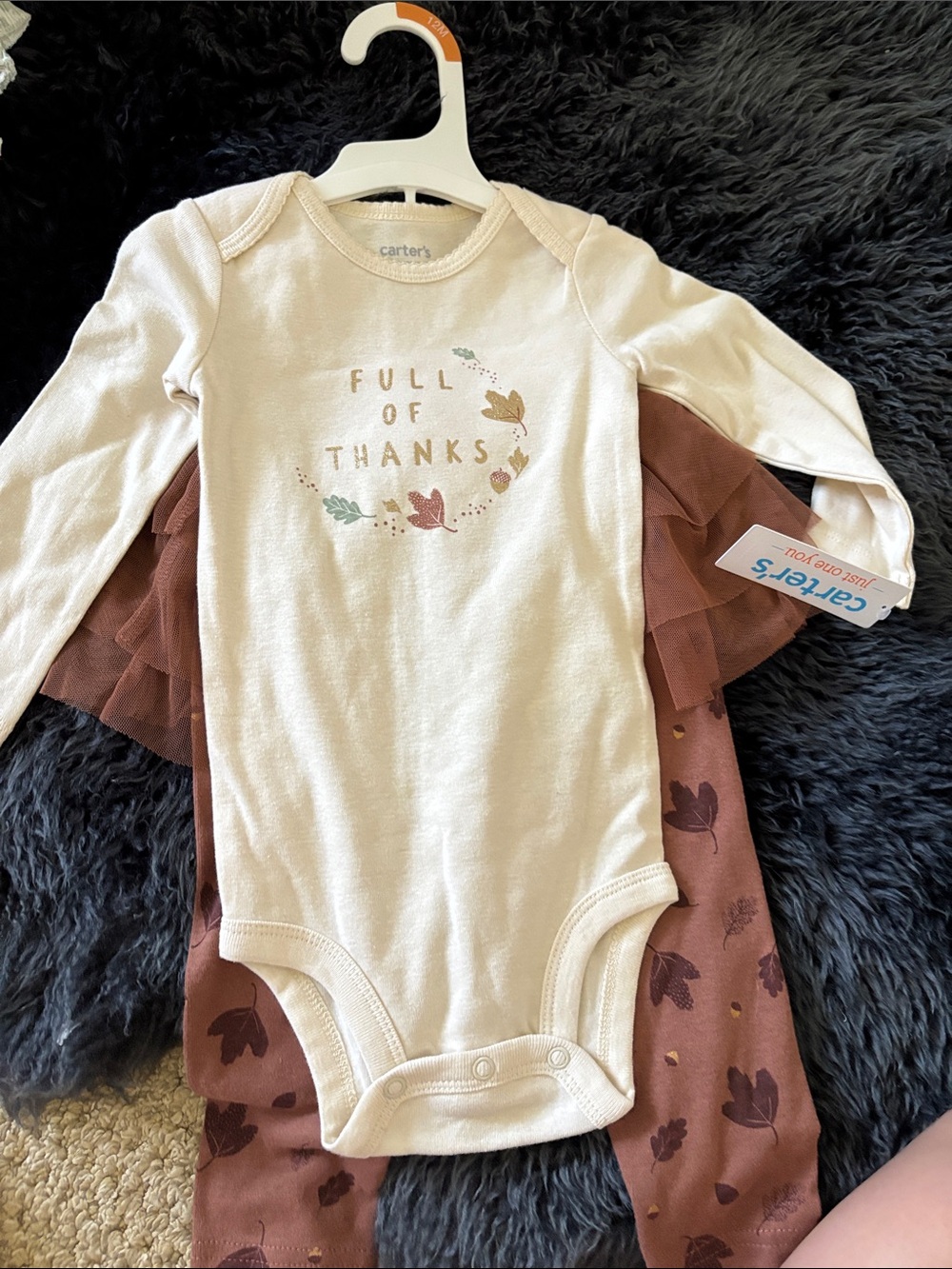 Carter's Cream Long-Sleeve One-Piece with Autumn Leaf Print